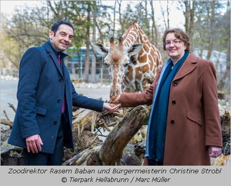 Christine Strobl und Rasem Baban bei Giraffe Limber in Hellabrunn 2016
